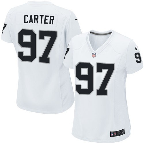 Women's Nike Oakland Raiders 97 Andre Carter Game White NFL Jersey