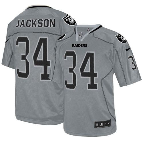 Youth Nike Oakland Raiders 34 Bo Jackson Game Lights Out Grey NFL Jersey