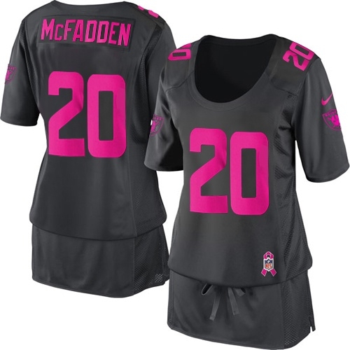Women's Nike Oakland Raiders 20 Darren McFadden Elite Dark Grey Breast Cancer Awareness NFL Jersey