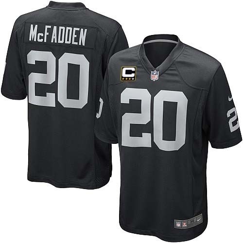 Youth Nike Oakland Raiders 20 Darren McFadden Elite Black Team Color C Patch NFL Jersey