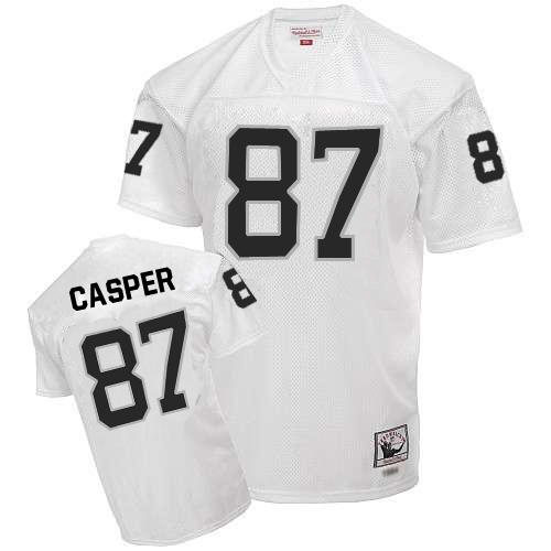 Mitchell and Ness Oakland Raiders 87 Dave Casper White Authentic NFL Throwback Jersey