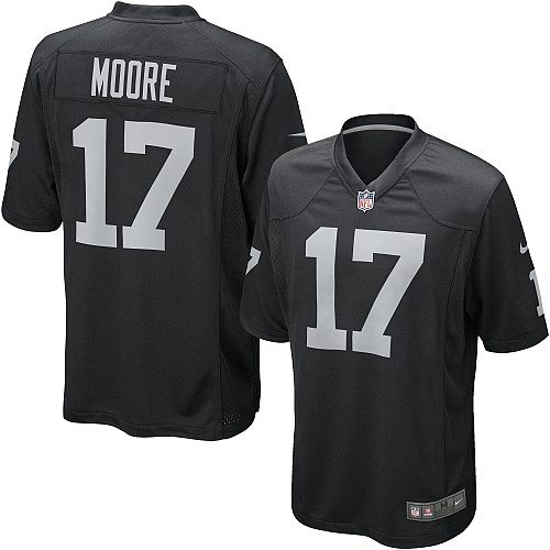 Men's Nike Oakland Raiders 17 Denarius Moore Game Black Team Color NFL Jersey