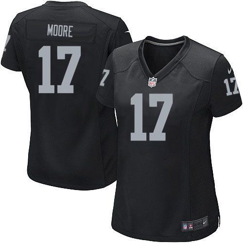 Women's Nike Oakland Raiders 17 Denarius Moore Game Black Team Color NFL Jersey