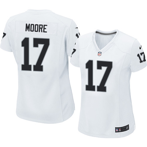 Women's Nike Oakland Raiders 17 Denarius Moore Game White NFL Jersey