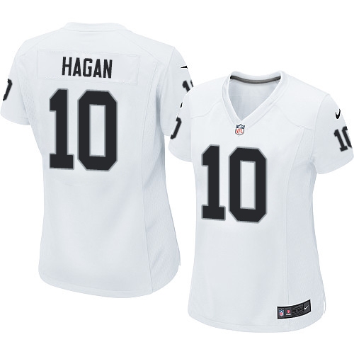 Women's Nike Oakland Raiders 10 Derek Hagan Elite White NFL Jersey