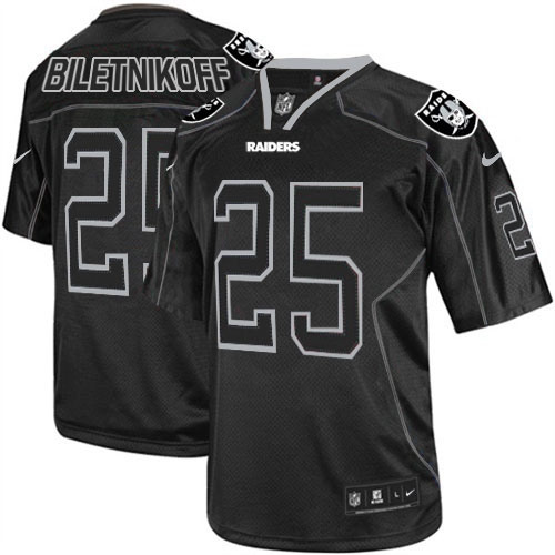 Men's Nike Oakland Raiders 25 Fred Biletnikoff Elite Lights Out Black NFL Jersey