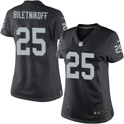 Women's Nike Oakland Raiders 25 Fred Biletnikoff Elite Black Team Color NFL Jersey