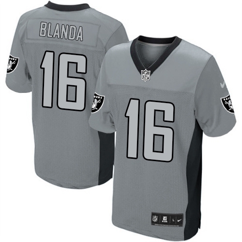 Men's Nike Oakland Raiders 16 George Blanda Elite Grey Shadow NFL Jersey