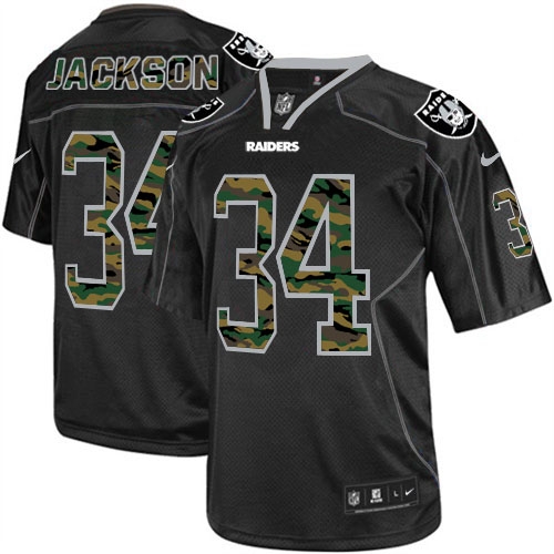 Men's Nike Oakland Raiders 34 Bo Jackson Elite Black Camo Fashion NFL Jersey