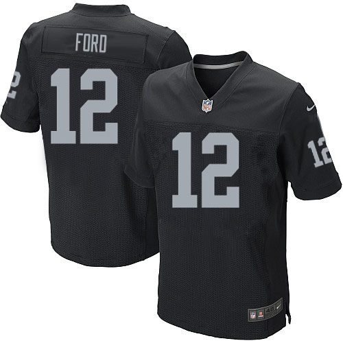 Men's Nike Oakland Raiders 12 Jacoby Ford Elite Black Team Color NFL Jersey