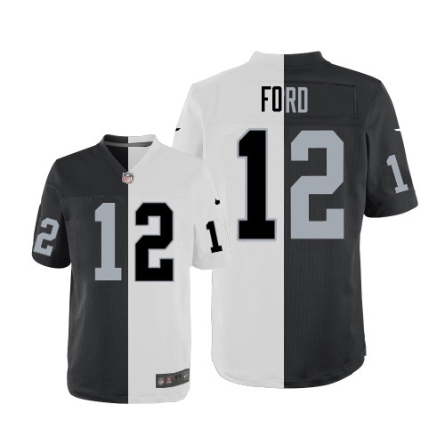 Men's Nike Oakland Raiders 12 Jacoby Ford Elite Team/Road Two Tone NFL Jersey