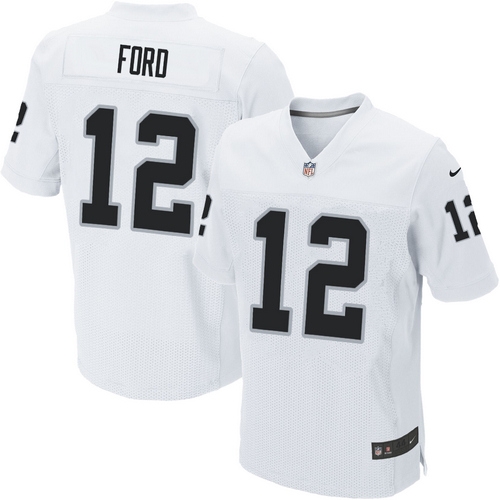 Men's Nike Oakland Raiders 12 Jacoby Ford Elite White NFL Jersey