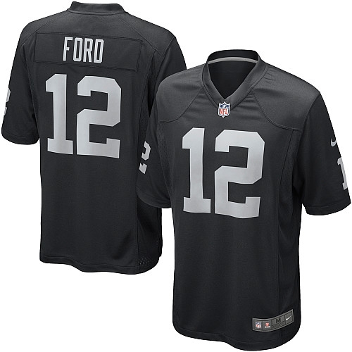 Men's Nike Oakland Raiders 12 Jacoby Ford Game Black Team Color NFL Jersey