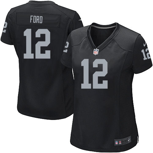 Women's Nike Oakland Raiders 12 Jacoby Ford Game Black Team Color NFL Jersey