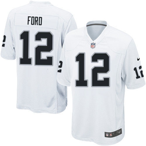 Youth Nike Oakland Raiders 12 Jacoby Ford Elite White NFL Jersey