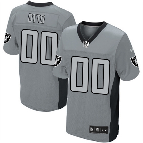 Men's Nike Oakland Raiders 0 Jim Otto Elite Grey Shadow NFL Jersey