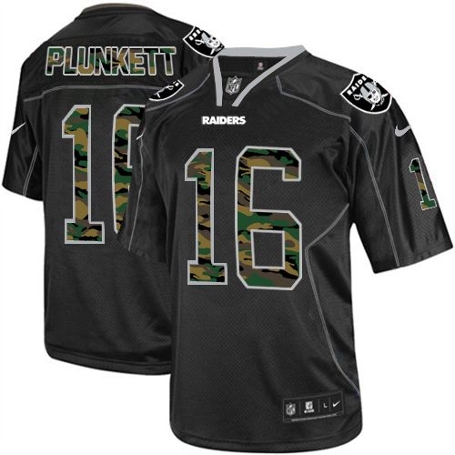Men's Nike Oakland Raiders 16 Jim Plunkett Limited Black Camo Fashion NFL Jersey