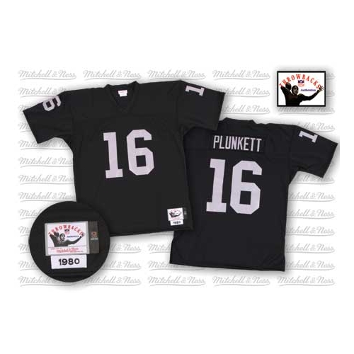 Mitchell and Ness Oakland Raiders 16 Jim Plunkett Black Authentic Throwback NFL Jersey