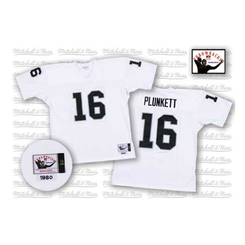 Mitchell and Ness Oakland Raiders 16 Jim Plunkett White Authentic NFL Throwback Jersey