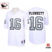 Mitchell and Ness Oakland Raiders 16 Jim Plunkett White with Silver No. Authentic NFL Throwback Jersey