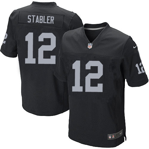 Men's Nike Oakland Raiders 12 Kenny Stabler Elite Black Team Color NFL Jersey