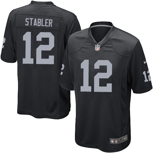 Men's Nike Oakland Raiders 12 Kenny Stabler Game Black Team Color NFL Jersey