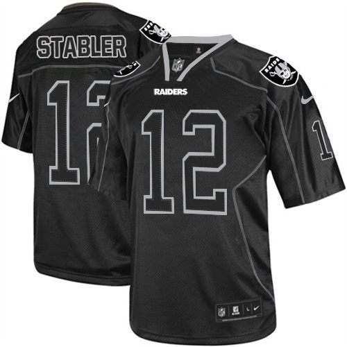 Men's Nike Oakland Raiders 12 Kenny Stabler Limited Lights Out Black NFL Jersey