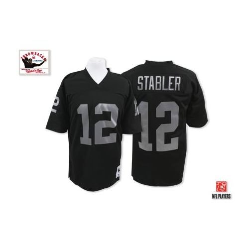 Mitchell and Ness Oakland Raiders 12 Kenny Stabler Black Team Color Authentic NFL Throwback Jersey