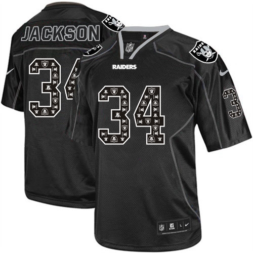 Men's Nike Oakland Raiders 34 Bo Jackson Elite New Lights Out Black NFL Jersey