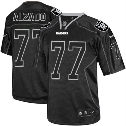 Men's Nike Oakland Raiders 77 Lyle Alzado Elite Lights Out Black NFL Jersey