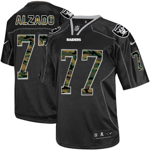 Men's Nike Oakland Raiders 77 Lyle Alzado Elite Black Camo Fashion NFL Jersey