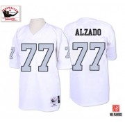 Mitchell and Ness Oakland Raiders 77 Lyle Alzado White with Silver No. Authentic Throwback NFL Jersey