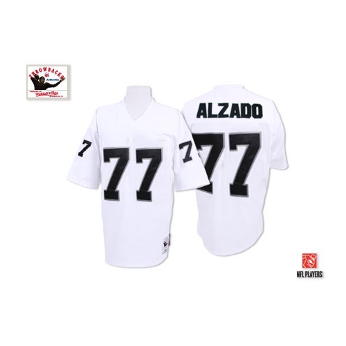 Mitchell and Ness Oakland Raiders 77 Lyle Alzado White Authentic Throwback NFL Jersey