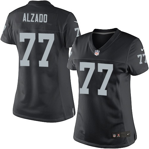 Women's Nike Oakland Raiders 77 Lyle Alzado Elite Black Team Color NFL Jersey