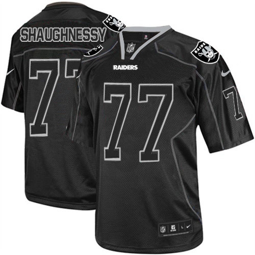 Men's Nike Oakland Raiders 77 Matt Shaughnessy Elite Lights Out Black NFL Jersey
