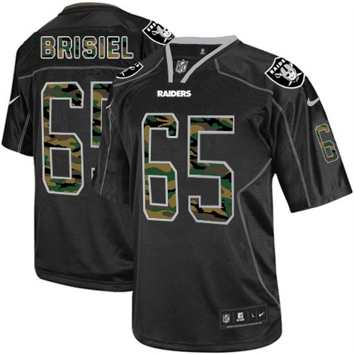 Men's Nike Oakland Raiders 65 Mike Brisiel Elite Black Camo Fashion NFL Jersey