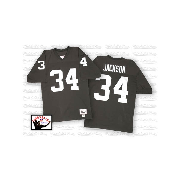 Mitchell and Ness Oakland Raiders 34 Bo Jackson Black Team Color Authentic  NFL Throwback Jersey