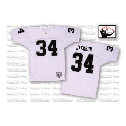 Mitchell and Ness Oakland Raiders 34 Bo Jackson White Authentic NFL Throwback Jersey