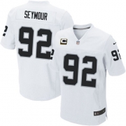 Men's Nike Oakland Raiders 92 Richard Seymour Elite White C Patch NFL Jersey