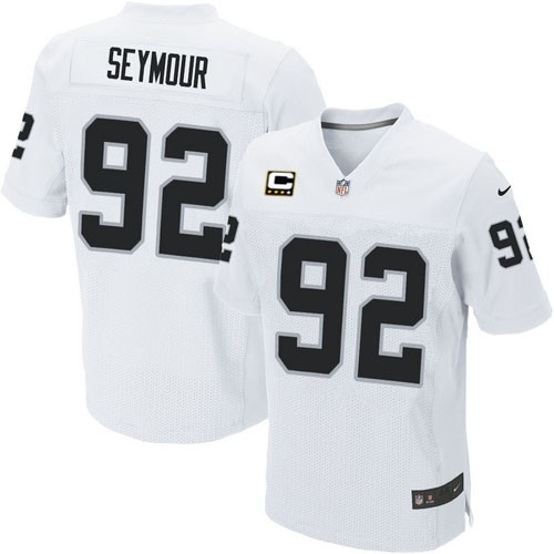 Men's Nike Oakland Raiders 92 Richard Seymour Elite White C Patch NFL Jersey