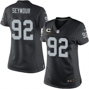 Women's Nike Oakland Raiders 92 Richard Seymour Elite Black Team Color C Patch NFL Jersey