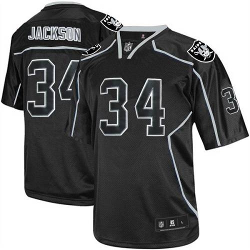 Reebok Oakland Raiders 34 Bo Jackson Lights Out Black Authentic Throwback NFL Jersey