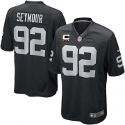 Youth Nike Oakland Raiders 92 Richard Seymour Elite Black Team Color C Patch NFL Jersey