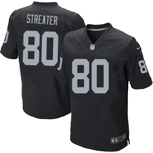 Men's Nike Oakland Raiders 80 Rod Streater Elite Black Team Color NFL Jersey