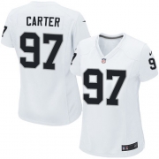 Women's Nike Oakland Raiders 97 Andre Carter Elite White NFL Jersey