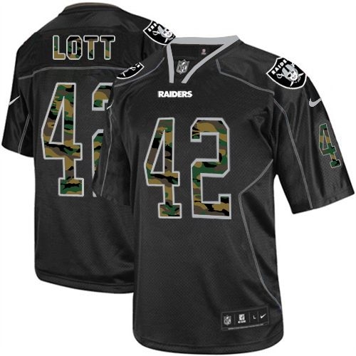 Men's Nike Oakland Raiders 42 Ronnie Lott Limited Black Camo Fashion NFL Jersey