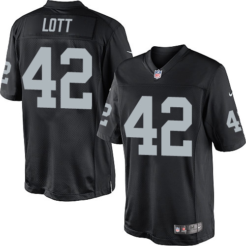 Men's Nike Oakland Raiders 42 Ronnie Lott Limited Black Team Color NFL Jersey