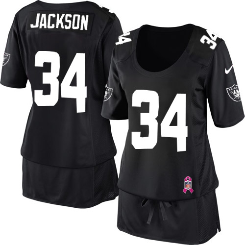 Women's Nike Oakland Raiders 34 Bo Jackson Game Black Breast Cancer Awareness NFL Jersey