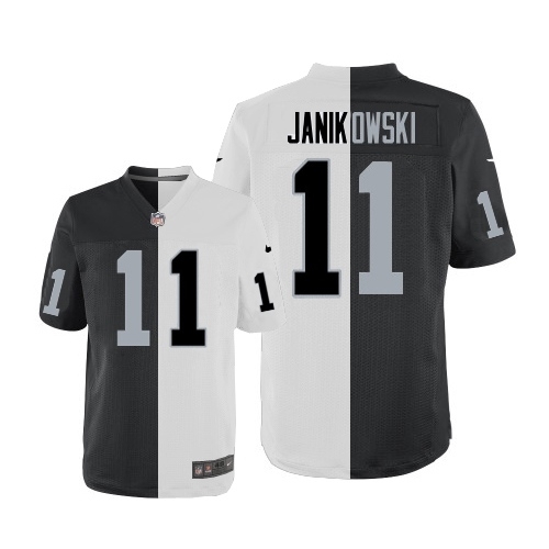 Men's Nike Oakland Raiders 11 Sebastian Janikowski Elite Team/Road Two Tone NFL Jersey