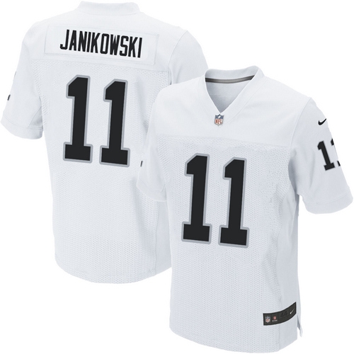 Men's Nike Oakland Raiders 11 Sebastian Janikowski Elite White NFL Jersey